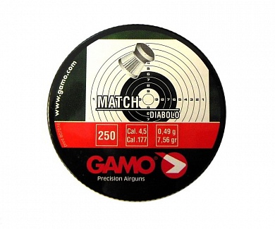 Пули Gamo Match 4,5 мм, 0,49 грамм (250 шт.)